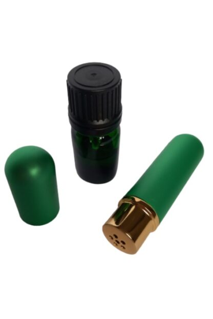 A green metal aromatherapy inhalation stick